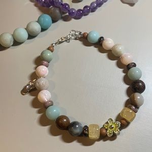 Natural Agate and Wood Bracelet